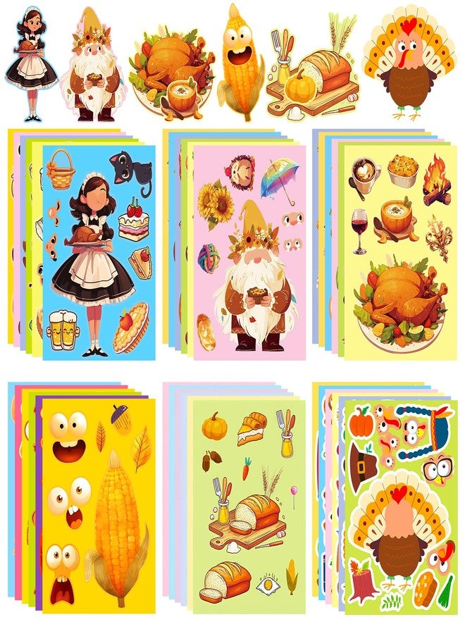 CUTELIILI Make a Turkey Stickers 36 Sheets Thanksgiving Stickers for Kids Turkey,Bear,Tribal,Maize,Squirrel Face Sticker Make Your Own Face Sticker Party Favors DIY Crafts Classroom Teacher Reward - Image 1